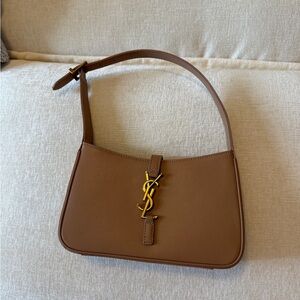 Yves Saint Laurent Tan Shoulder Bag with Gold Accents